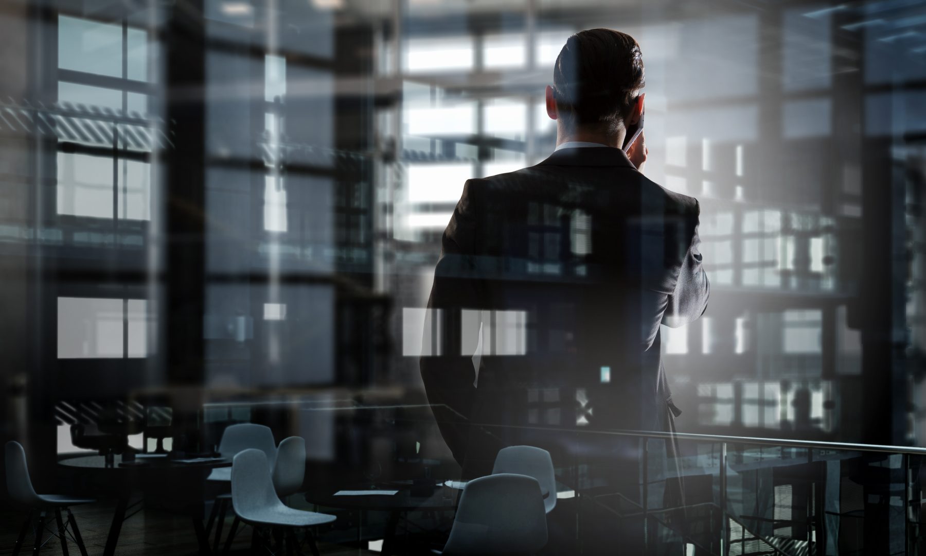Vertex Strategies in modern office on the phone