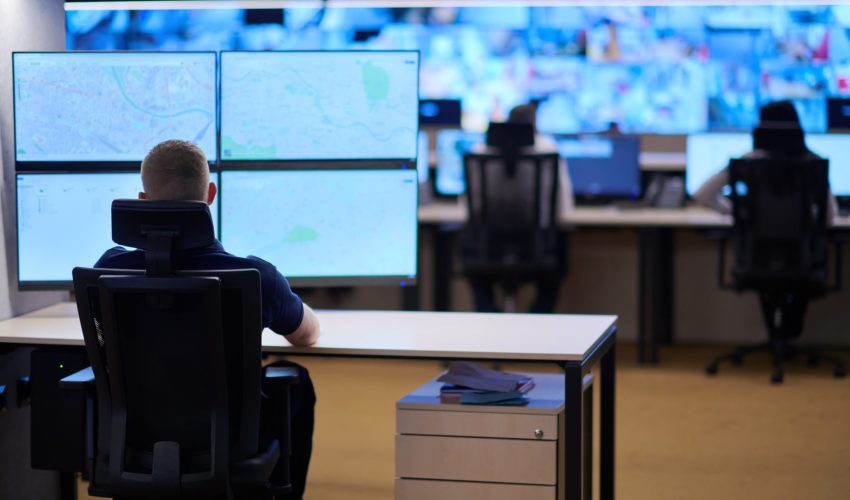 Researchers at security firm in high tech office